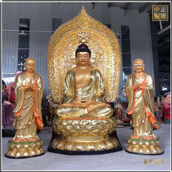 大型帶背光鎏金釋迦牟尼佛銅像